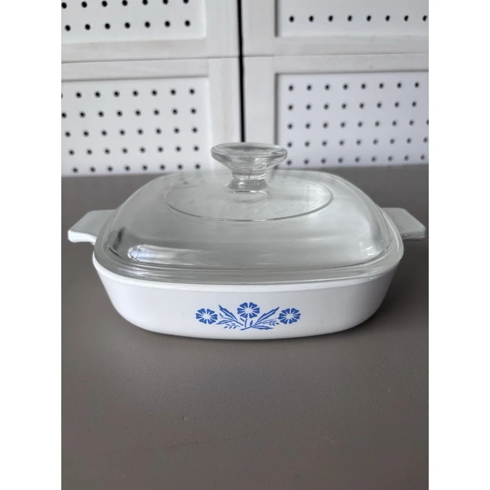 CorningWare Blue Cornflower P-7-B Casserole Dish 7-inch Vintage with Lid A-7-C